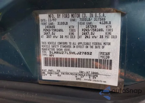 1998 Lincoln Navigator from USA, damaged, VIN 5LMRU27L5WLJ27852